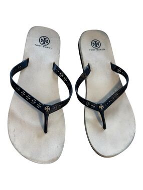 Tory Burch Flip Flops White Black Size 10